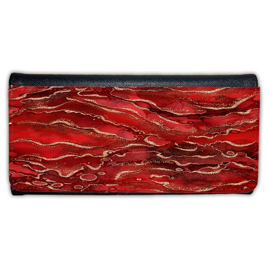LADIES PURSE/WALLET BLACK - RED & GOLD 2