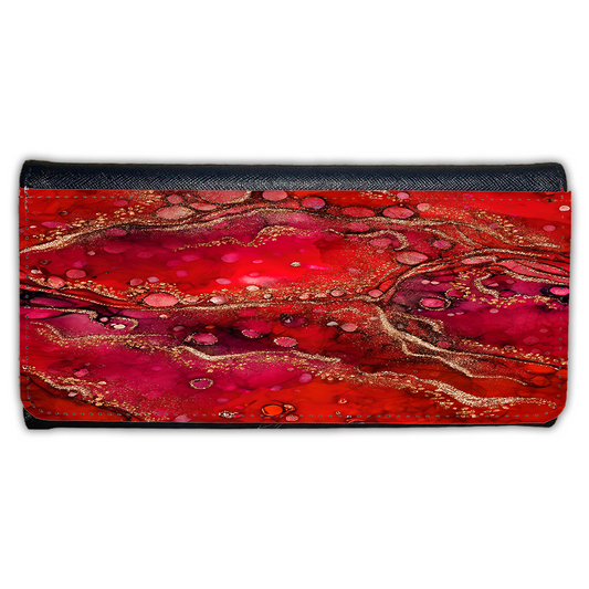 LADIES PURSE/WALLET BLACK - RED & GOLD 4