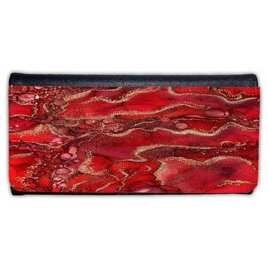 LADIES PURSE/WALLET BLACK - RED & GOLD 6