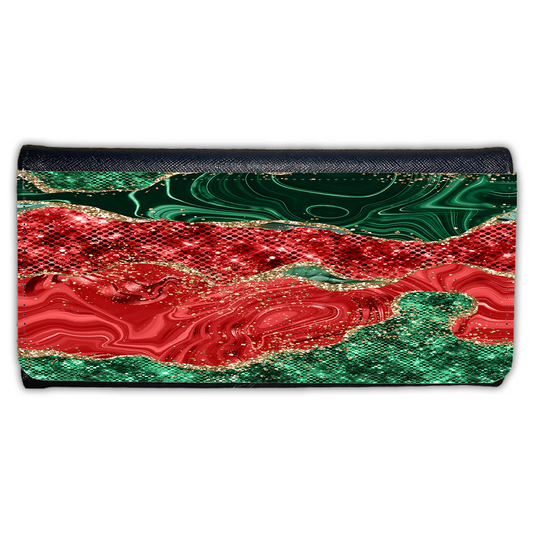 LADIES PURSE/WALLET BLACK - RED GREEN & GLITTER 2