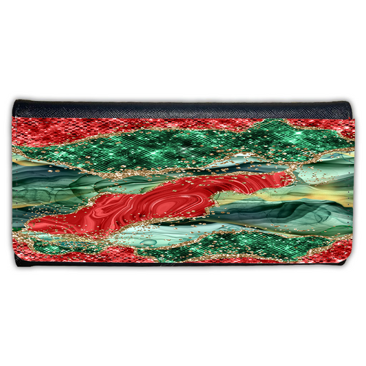 LADIES PURSE/WALLET BLACK - RED GREEN & GLITTER 3