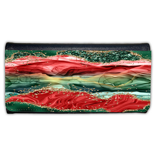 LADIES PURSE/WALLET BLACK - RED GREEN & GLITTER 4