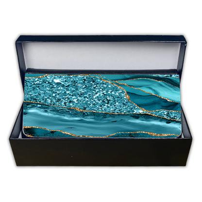 LADIES PURSE/WALLET BLACK - TEAL & GLITTER 3