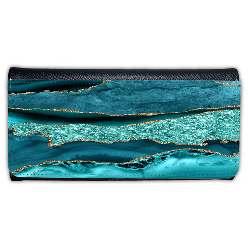 LADIES PURSE/WALLET BLACK - TEAL & GLITTER 4