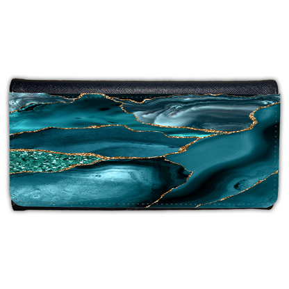 LADIES PURSE/WALLET BLACK - TEAL & GLITTER 2