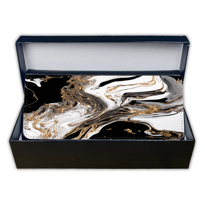 LADIES PURSE/WALLET BLACK - Black White & Gold 1