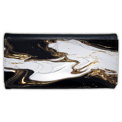 LADIES PURSE/WALLET BLACK - Black White & Gold 2