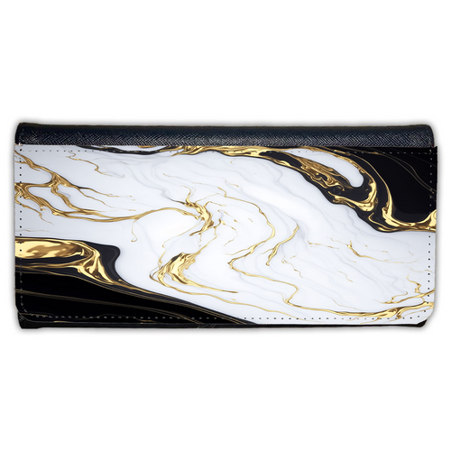 LADIES PURSE/WALLET BLACK - Black White & Gold 3