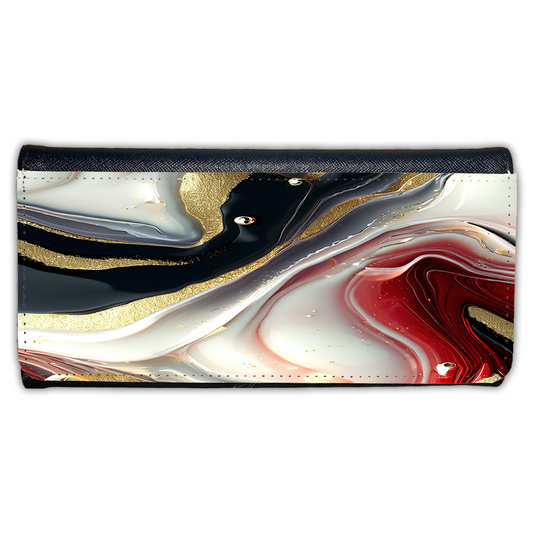 LADIES PURSE/WALLET BLACK - Black Red White & Gold 11