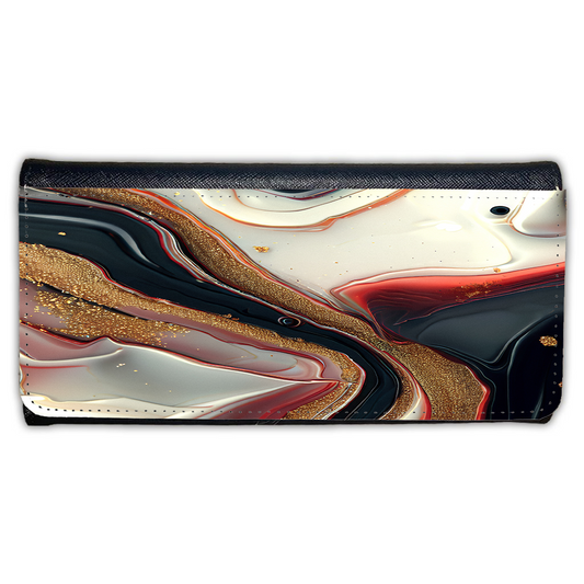 LADIES PURSE/WALLET BLACK - Black Red White & Gold 12