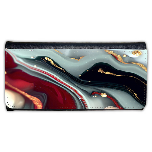LADIES PURSE/WALLET BLACK - Black Red White & Gold 3