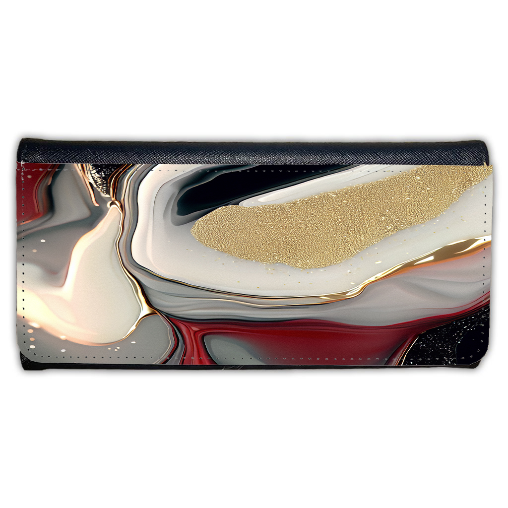LADIES PURSE/WALLET BLACK - Black Red White & Gold 4
