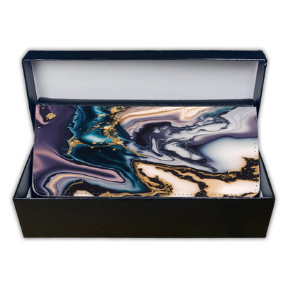 LADIES PURSE/WALLET BLACK - Teal Purple White Gold Marble 5