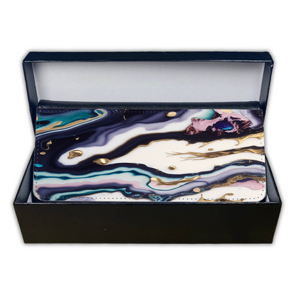 LADIES PURSE/WALLET BLACK - Teal Purple White Gold Marble 6