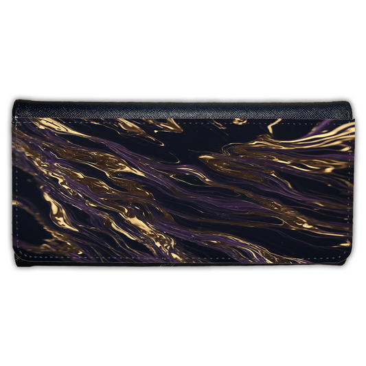 LADIES PURSE/WALLET BLACK - Purple Black & Gold 1