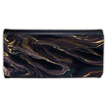 LADIES PURSE/WALLET BLACK - Purple Black & Gold 2