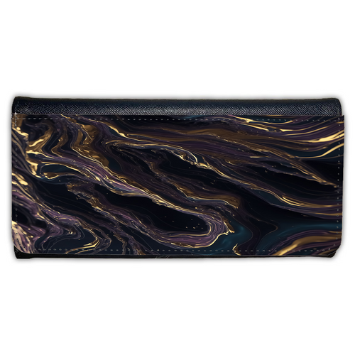 LADIES PURSE/WALLET BLACK - Purple Black & Gold 2