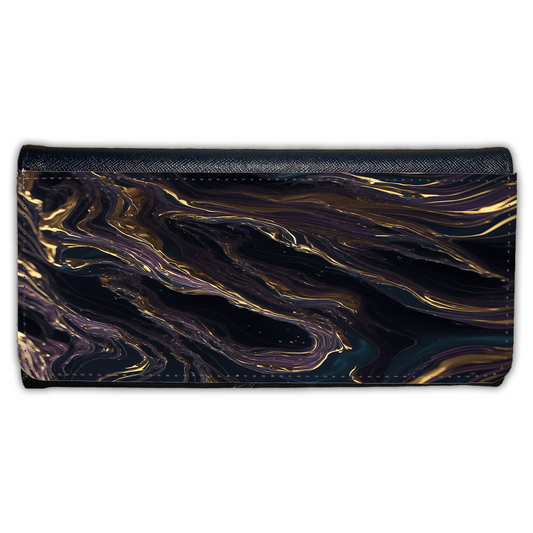 LADIES PURSE/WALLET BLACK - Purple Black & Gold 2