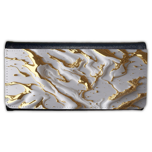 LADIES PURSE/WALLET BLACK - WHITE & GOLD MARBLE 1