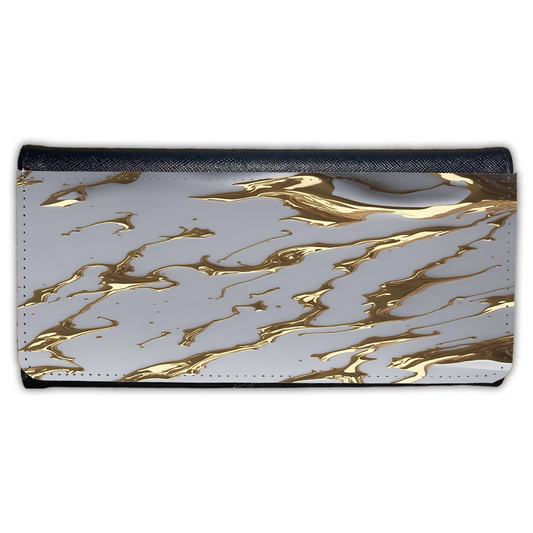 LADIES PURSE/WALLET BLACK - WHITE & GOLD MARBLE 2