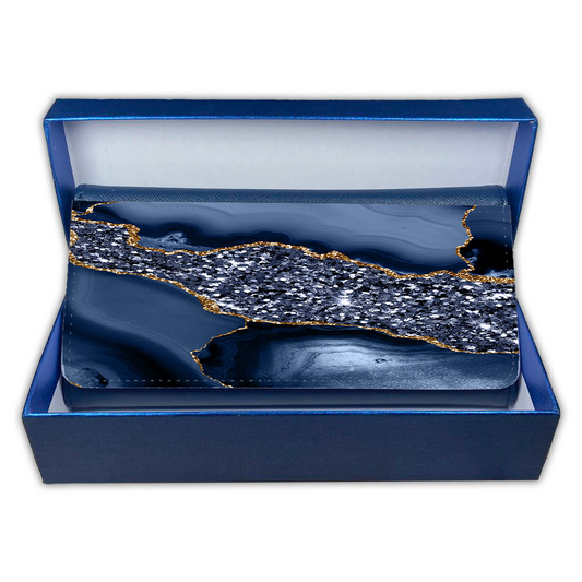 LADIES PURSE/WALLET NAVY - BLUE & GOLD GLITTER - 4 Design Options