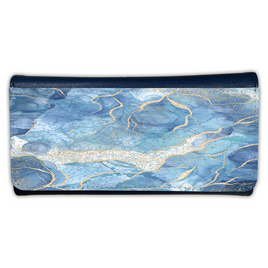 LADIES PURSE/WALLET NAVY - Light Blue & Gold 1