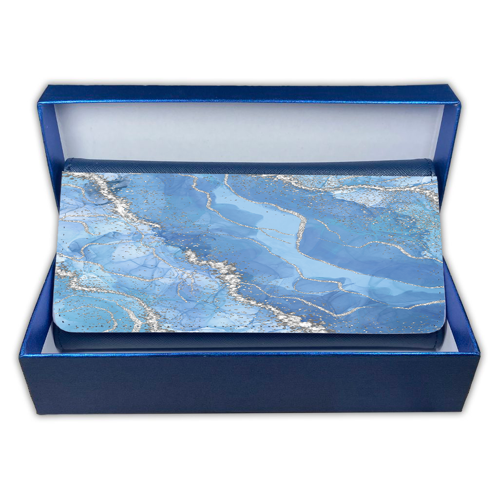LADIES PURSE/WALLET NAVY - Light Blue & Silver 3