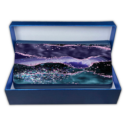 LADIES PURSE/WALLET NAVY - Teal, Purple & Glitter 4