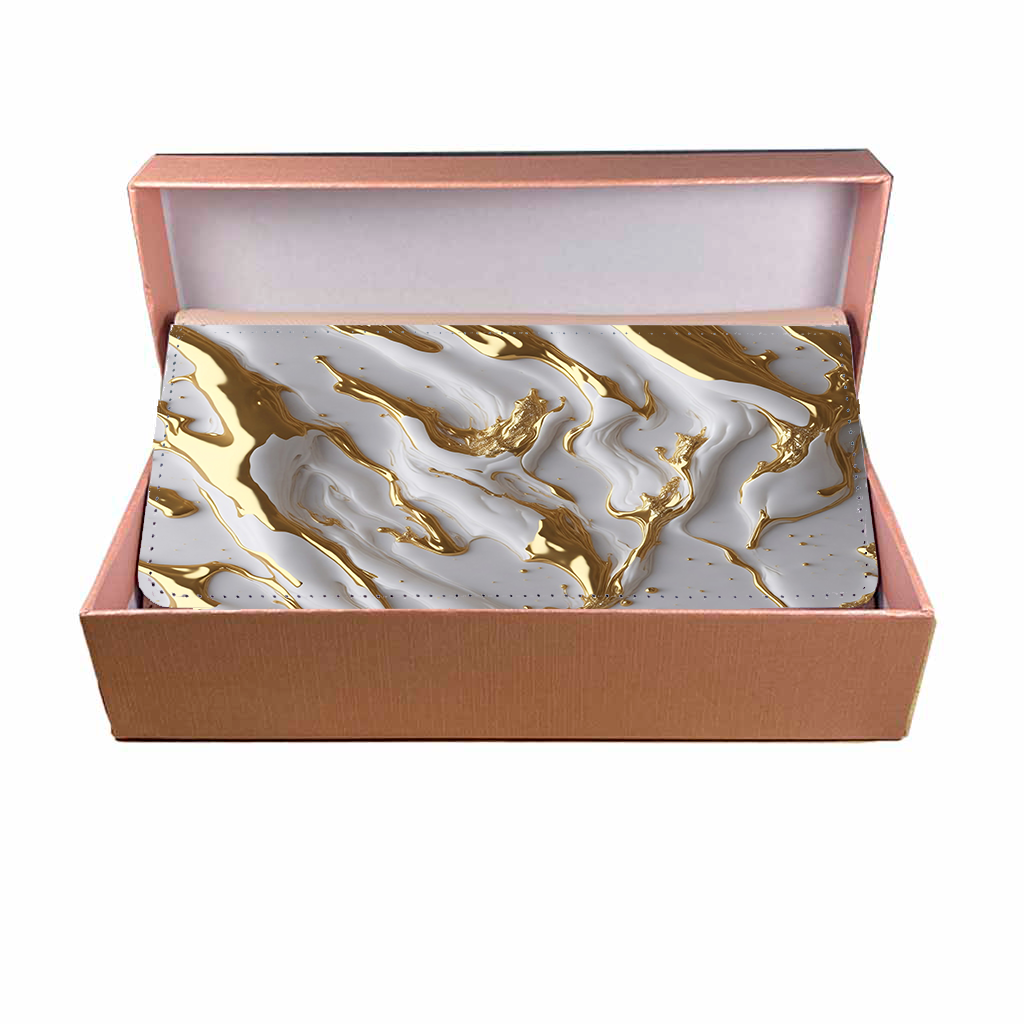LADIES PURSE/WALLET PINK - White & Gold Marble 3