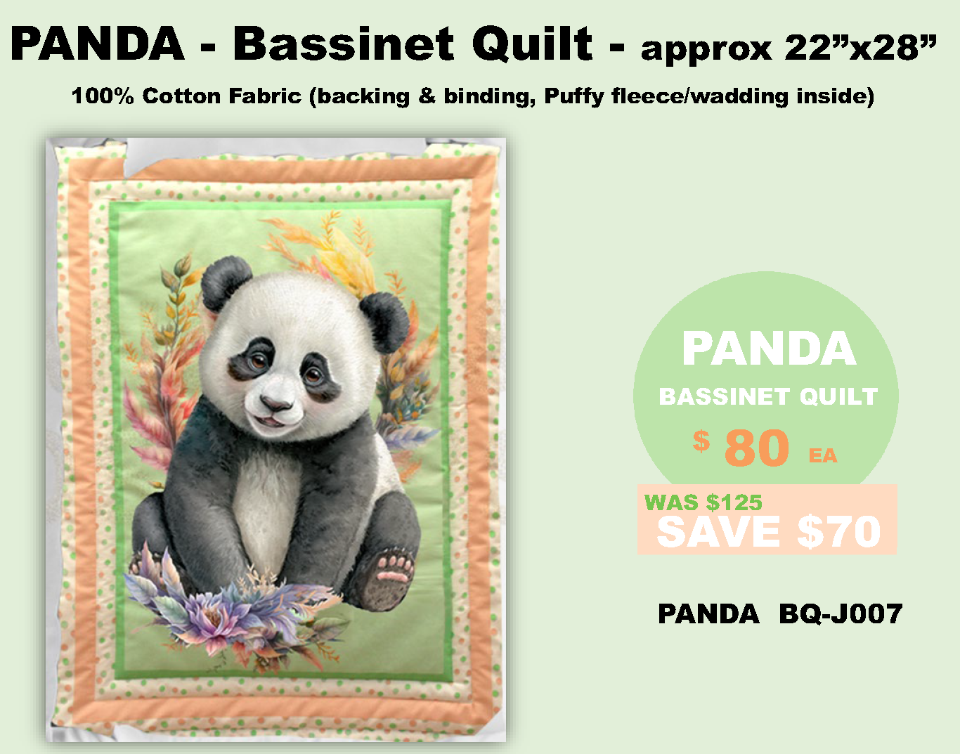 JUNGLE - PANDA BASSINET QUILT