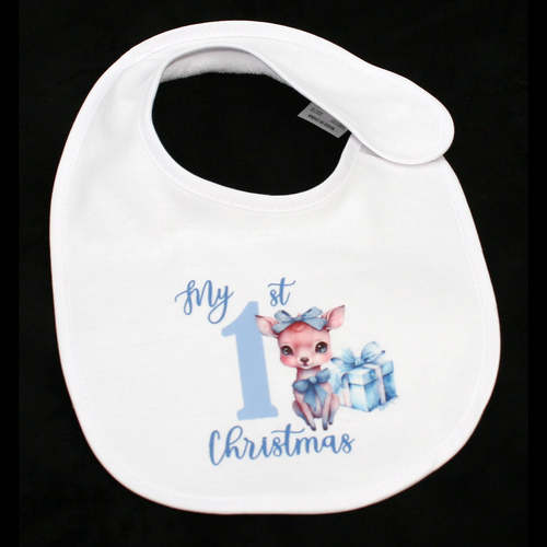 BIB WHITE - MY 1ST CHRISTMAS BLUE - BLUE DEER