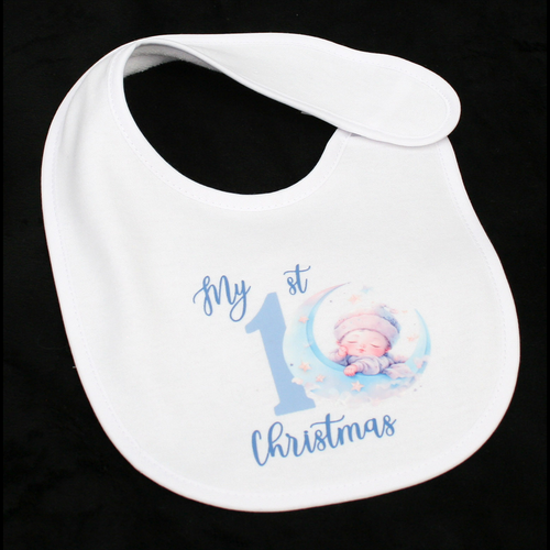 BIB WHITE - MY 1ST CHRISTMAS BLUE - BABY MOON