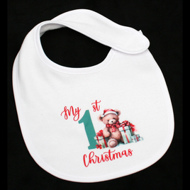 BIB WHITE - MY 1ST CHRISTMAS TEAL & RED - CHRISTMAS BEAR 2