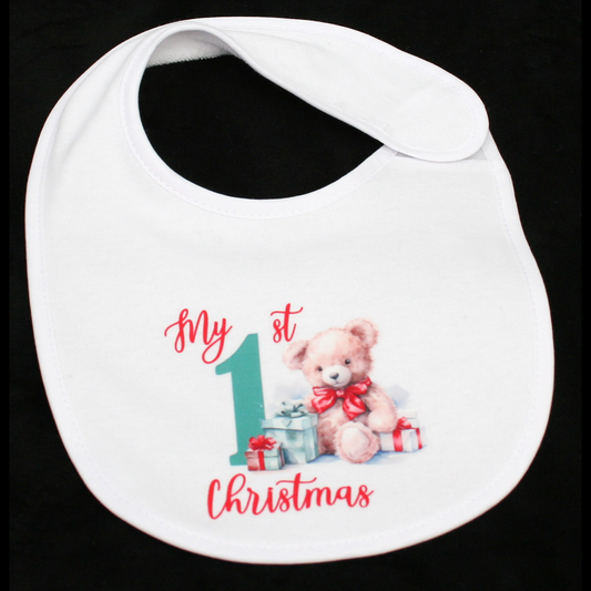 BIB WHITE - MY 1ST CHRISTMAS TEAL & RED - CHRISTMAS BEAR 3