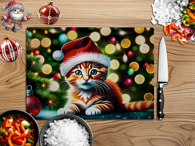 Christmas Kittens | Glass Chopping Board | Asst Designs