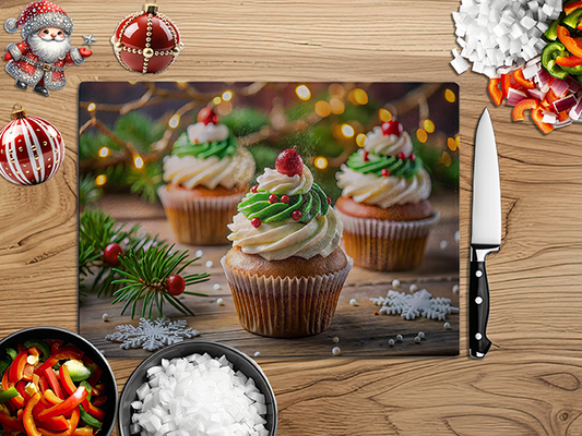 Christmas Cupcakes | Glass Chopping Board | Asst Styles