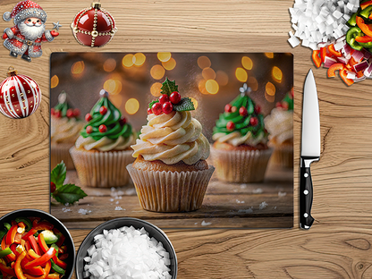 Christmas Cupcakes | Glass Chopping Board | Asst Styles
