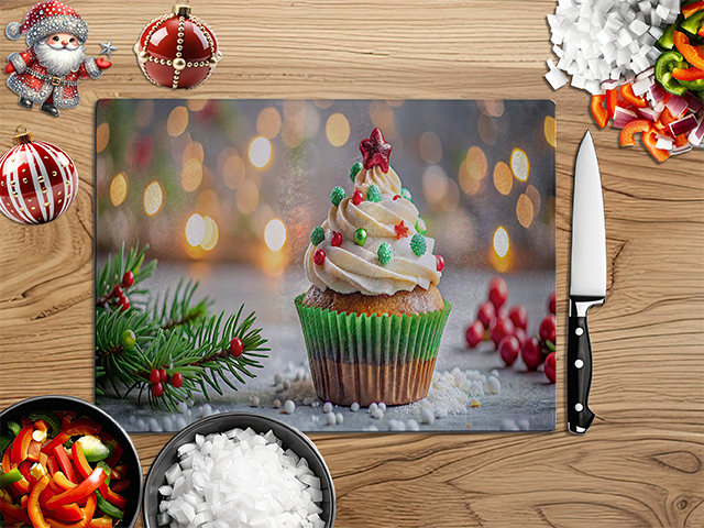 Christmas Cupcakes | Glass Chopping Board | Asst Styles