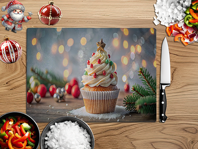 Christmas Cupcakes | Glass Chopping Board | Asst Styles