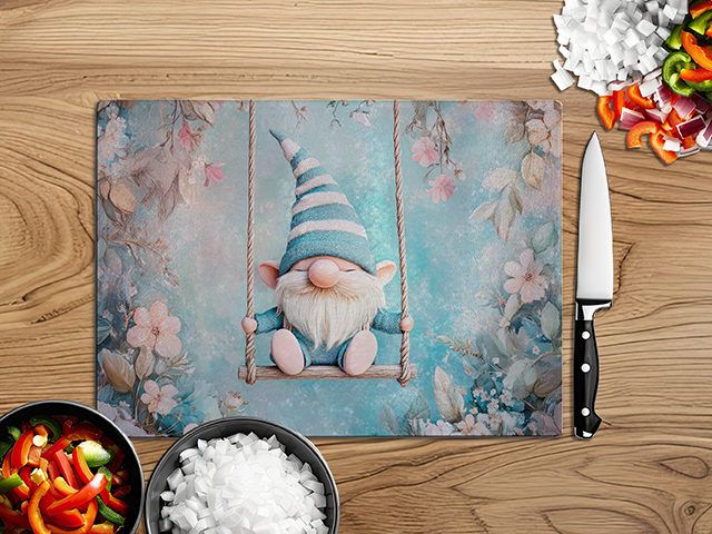 Pastel Gnomes Spring Swing | Glass Chopping Board | Asst Designs