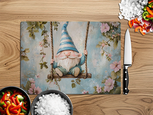 Pastel Gnomes Spring Swing | Glass Chopping Board | Asst Designs