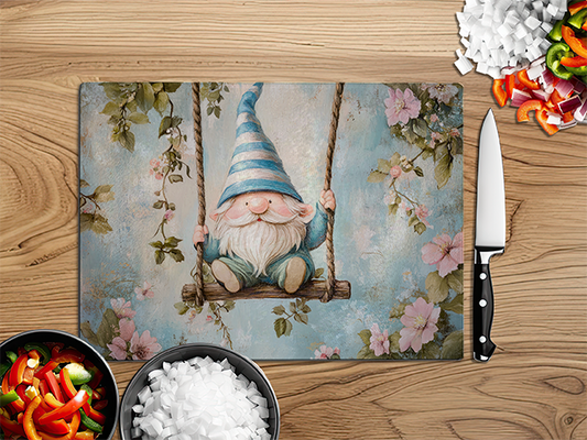 Pastel Gnomes Spring Swing | Glass Chopping Board | Asst Designs