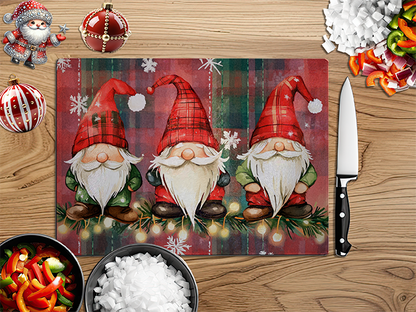 Christmas Gnomes Red | Glass Chopping Board | Asst Designs