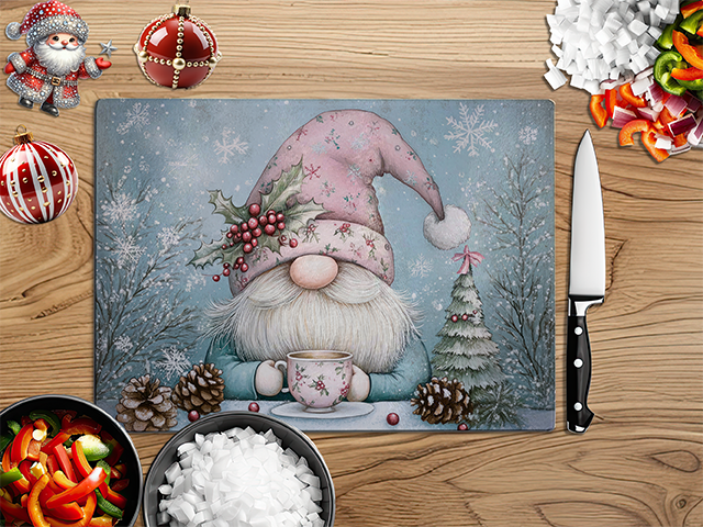 Christmas Gnome Pastel | Glass Chopping Board | Asst Designs