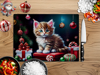 Christmas Kittens | Glass Chopping Board | Asst Designs