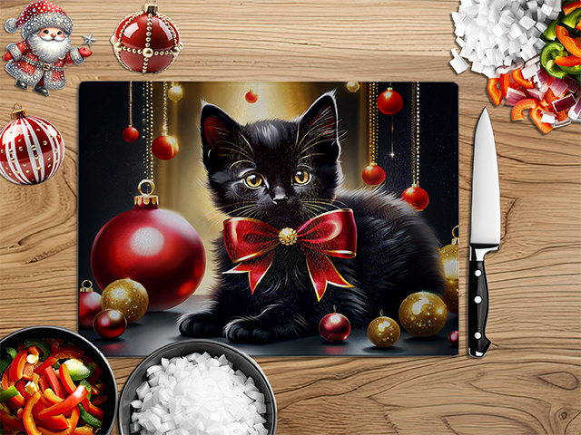 Christmas Kittens | Glass Chopping Board | Asst Designs