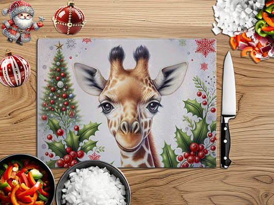 Christmas Giraffe | Glass Chopping Board
