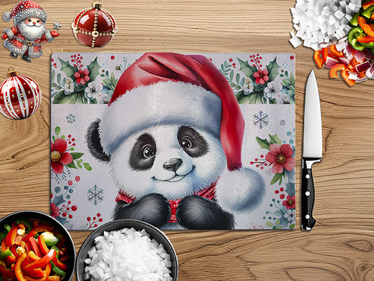 Christmas Panda | Glass Chopping Board