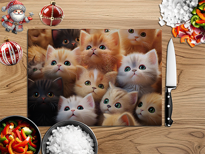 Christmas Kittens | Glass Chopping Board | Asst Designs