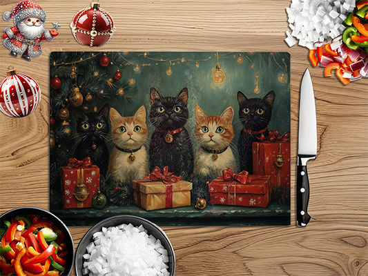 Christmas Kitten Gifts | Glass Chopping Board